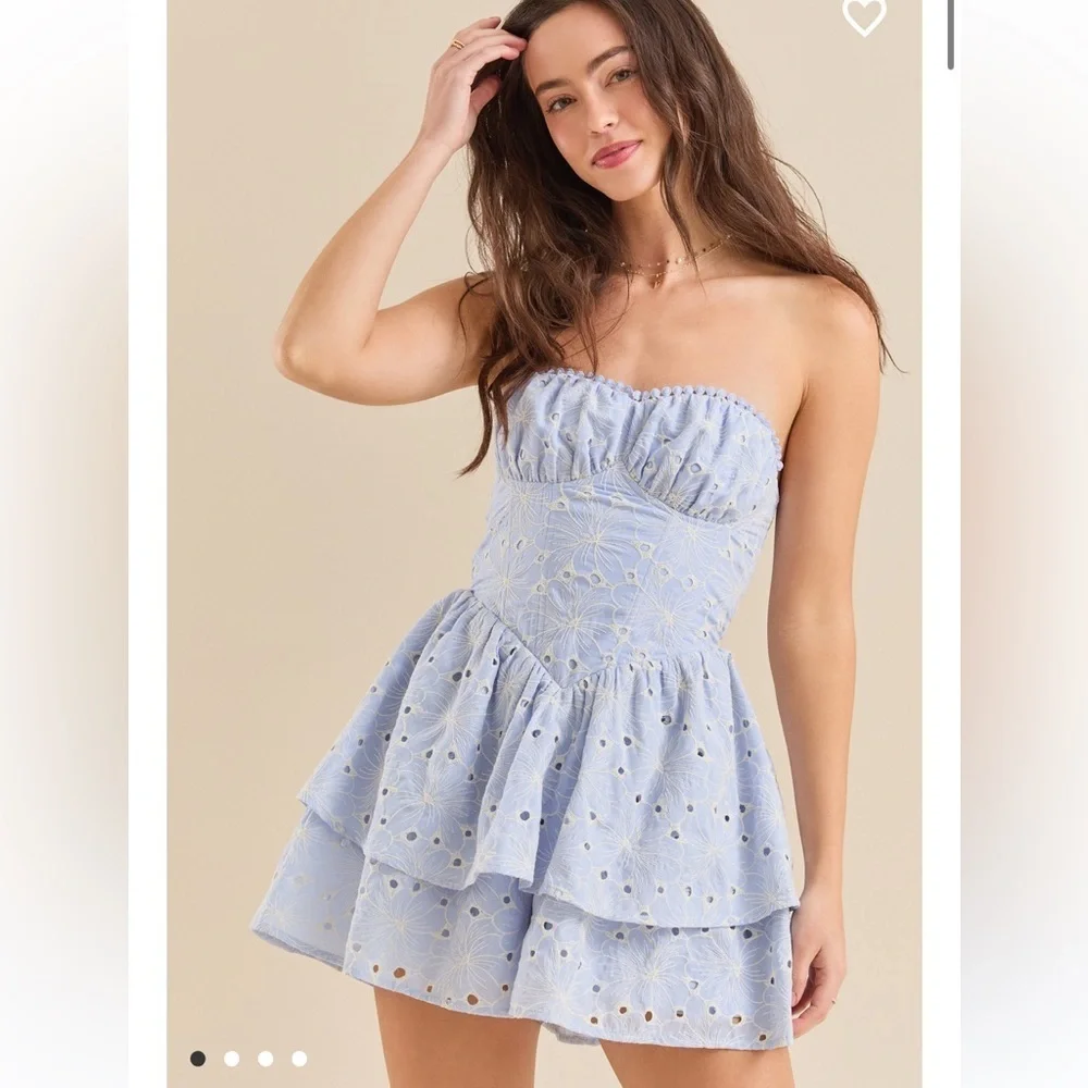 New with tags Altar’d state Liz eyelet double layer romper
